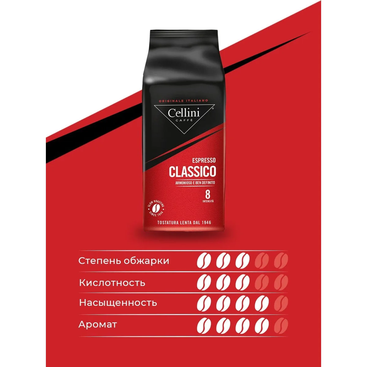 Фото Кофе в зернах CELLINI ESPRESSO CLASSICO, 1000 г №4