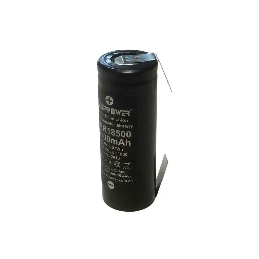 Незащищенный Li-Ion аккумулятор 18500 1100мАч KeepPower IMR18500 3,7В 20A с выводами