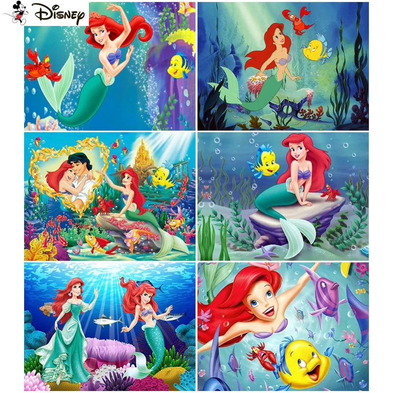 

Алмазная 5D Вышивка «мультяшная Русалка» Disney, полноразмерная круглая/квадратная картина из страз «сделай сам», вышивка крестиком, украшение...