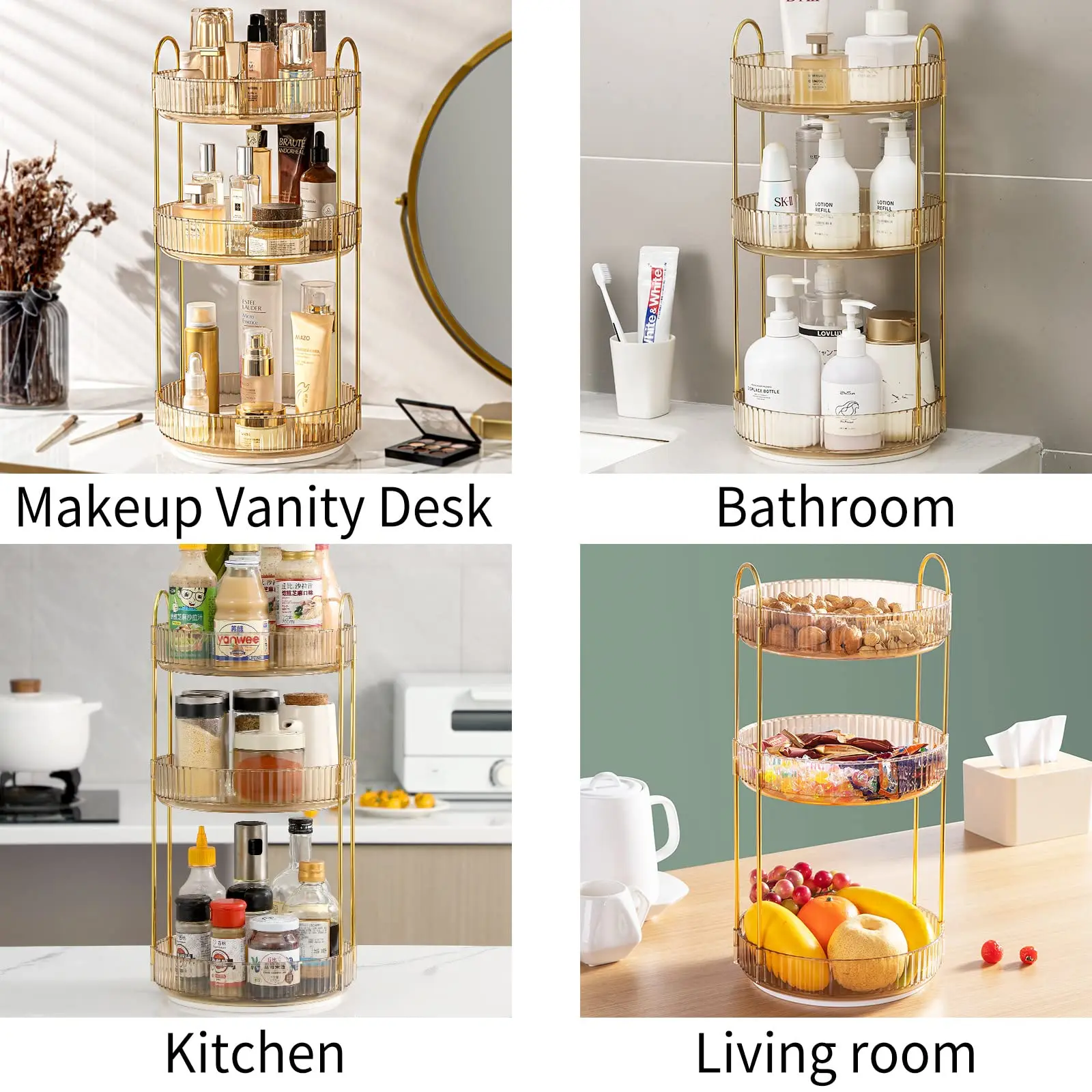 Вращающийся на 360 градусов Органайзер для макияжа туалетного столика