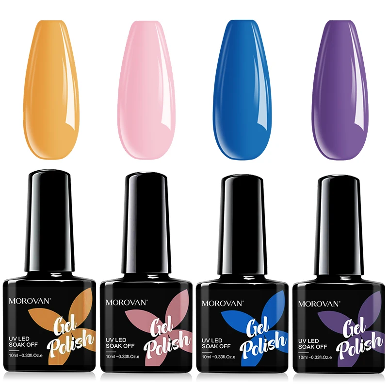 

Color Gel Nail Polish Art Set Morovan Semi-Permanent UV LED Soak Off Supplies for Professionals Manicure Need Lamp Base Top Coat