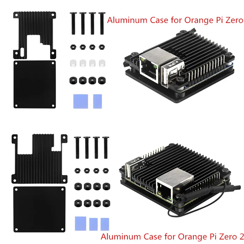 Naranja Pi Zero / Zero 2, carcasa blindada de Metal de aleación de aluminio, refrigeración pasiva, carcasa del disipador de calor de la CPU para Orange Pi Zero