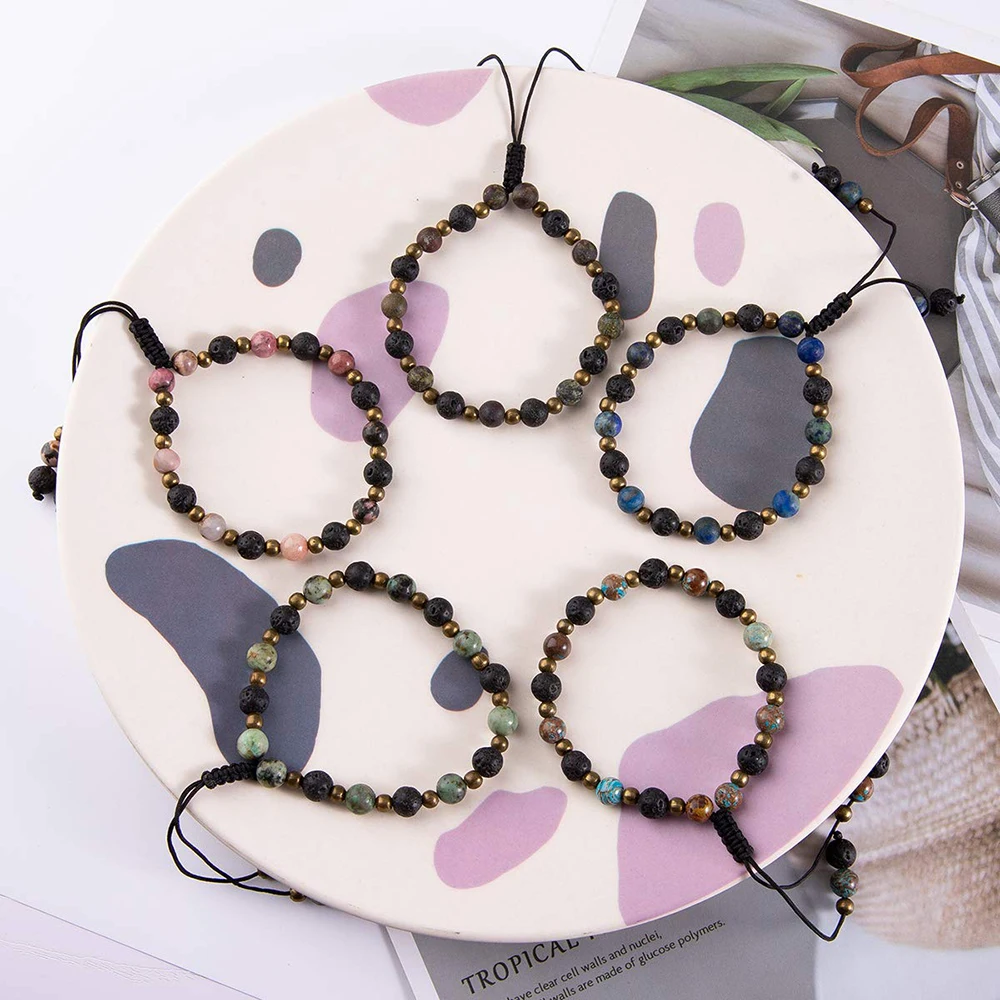 Браслет из лавового камня с рассеивателем эфирного масла исцеляющий кристалл