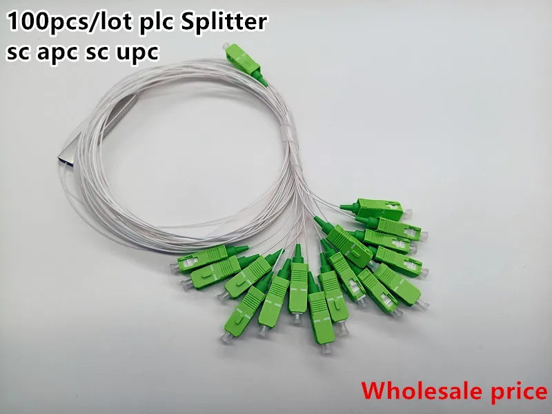 

100 шт./лот Высокое качество оптовая цена FTTH PLC сплиттер 1X16 SC/APC SC/UPC SM 0,9 мм G657A1 1 м ПВХ волоконно-оптический сплиттер