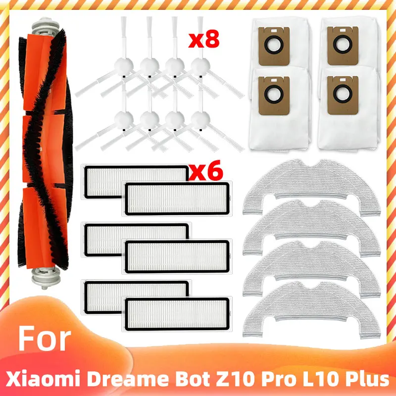 

For Xiaomi Dreame Bot Z10 Pro L10 Plus Robot Vacuum Spare Parts RLS5D Main Brush Side Brush Hepa Filter Mop Rag Cloth Dust Bag