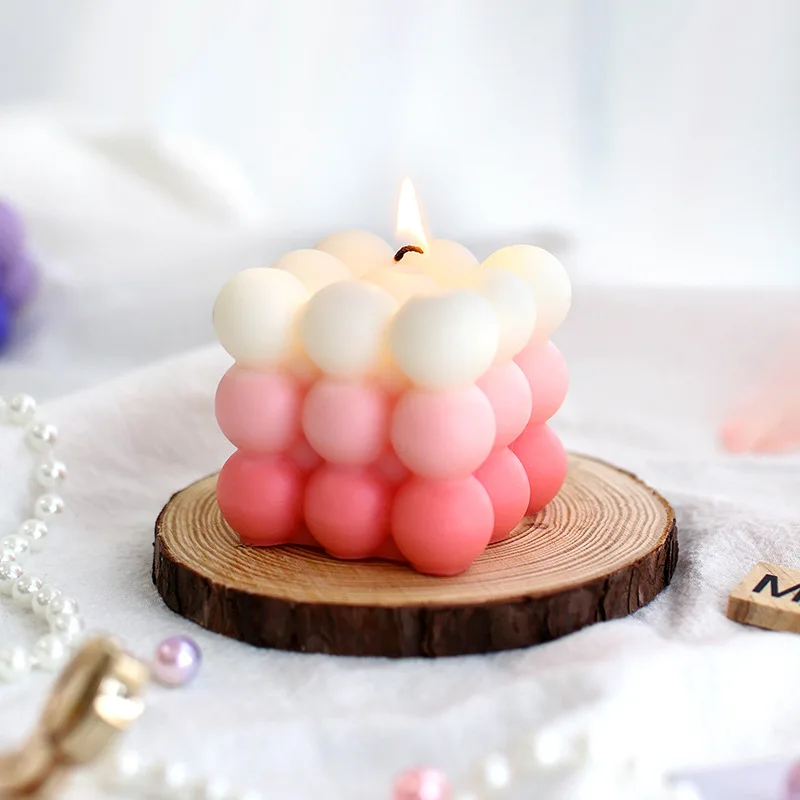 

Decoration Candle Cube Bubble Candles Soy Wax Aromatherapy Cube Candle Scented Relaxing Birthday Gift Home Decoration