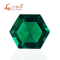 77mm green hexagon shape created hydrothermal muzo emerald including minor cracks and inclusions loose gemstone