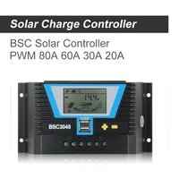 80a60a30a20a pwm solar controller 12v24v or 12v 24v 36v 48v lithium battery regulator of light dual time control and usb