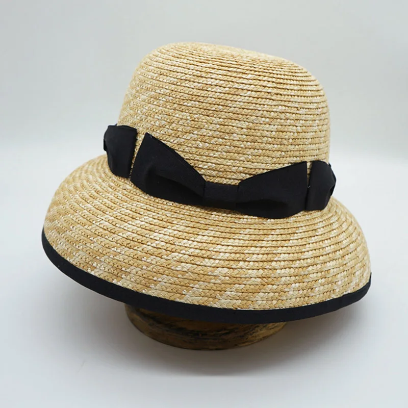 

Black Bowknot Cloche Straw Hats for Women Summer Hat Down Brim Sun Hat UPF Bucket Hats Wide Brim Travel Beach Hat Church Fedoras