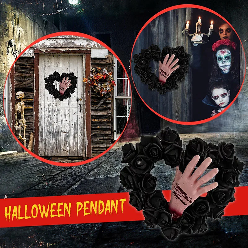 

Black Rose Garden Sign Scary Arm Hand Cut Off Bloody Horror Fake Latex Life size Arm Halloween Prop Haunted Party Decoration