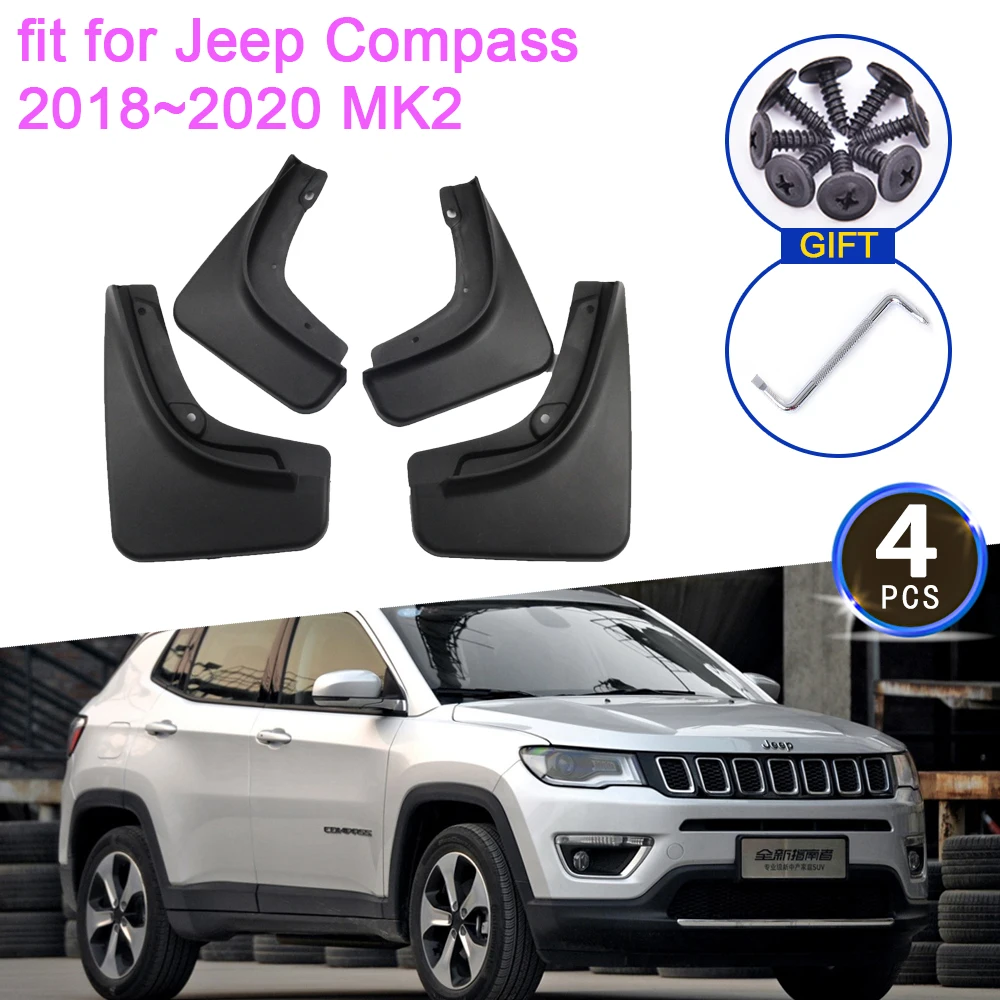 4x for Jeep Compass 2018 2019 2020 1.4T 2.4T MK2 MudGuards Splash Guards Front Rear Wheels Fender Flaps Car Styling Accessories