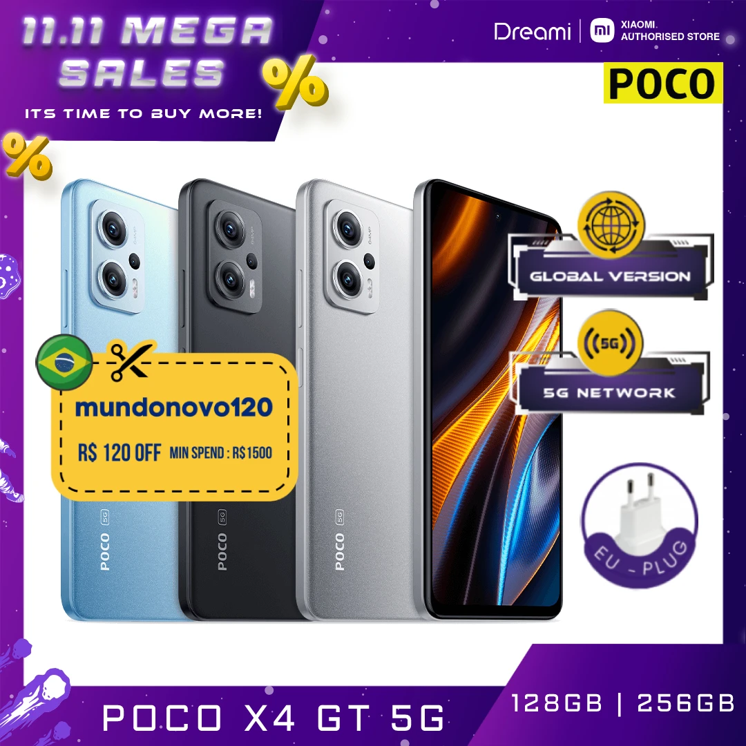 Cena Wersja Globalna POCO X4 GT 5G | MediaTek Dimensity 8100, 144Hz DynamicSwitch, 67W Turbo Charging, 64MP Camera Smartphone Mobile