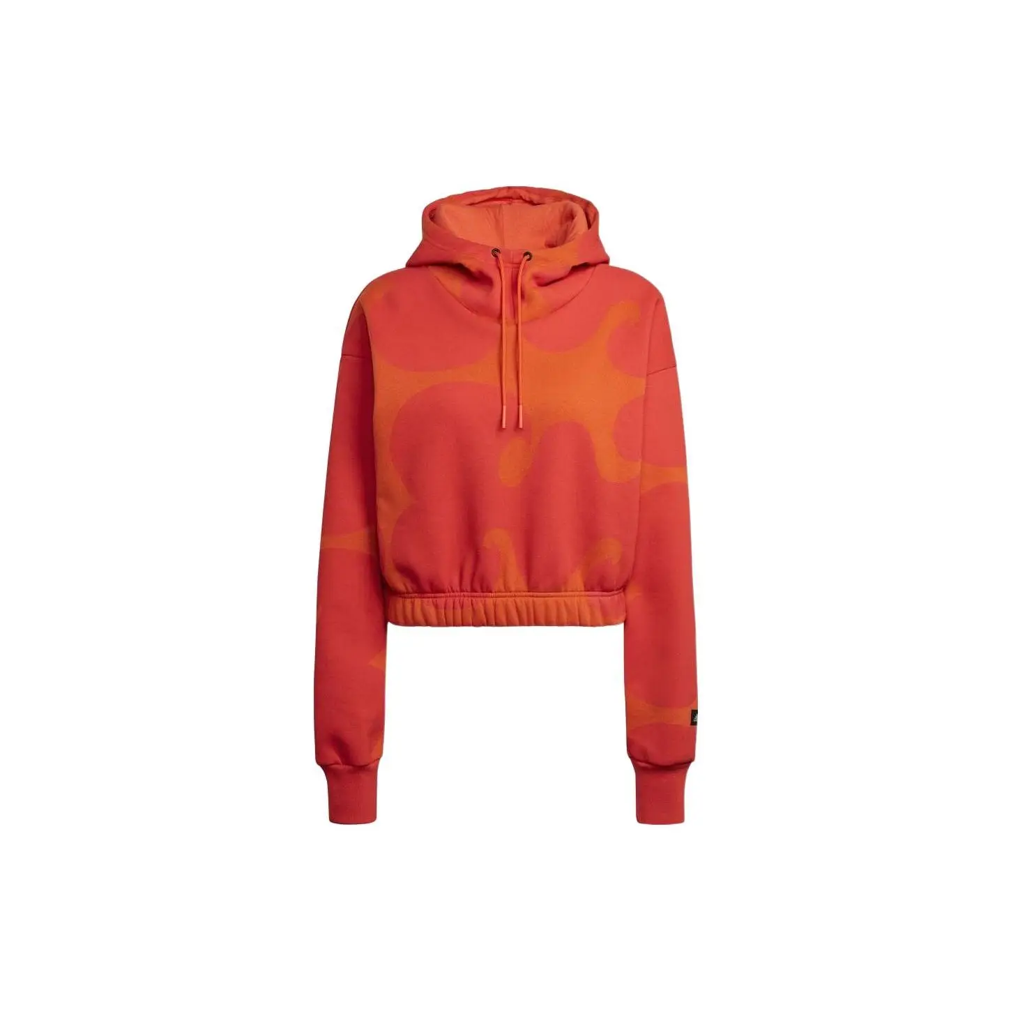 Женская толстовка с капюшоном Adidas X Marimekko рисунком и завязками Оранжевая HJ7306