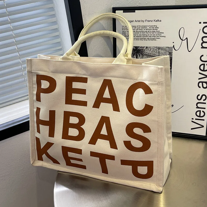 

2022 New Large-Capacity Letter Printed Canvas Brand All-Match Western-Style High-Quality Texture Women One-Shoulder Tote Handbqg