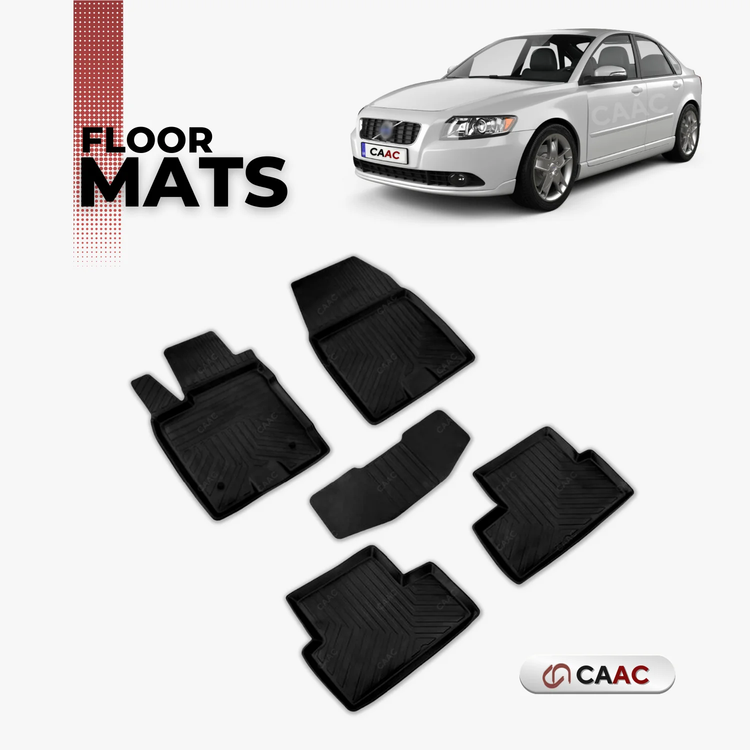 For Volvo S40 SD 1995-2004 Floor Mats Lining All Air Molded 4D Black 5 Piece Modified Accessory Premium High Quality Material