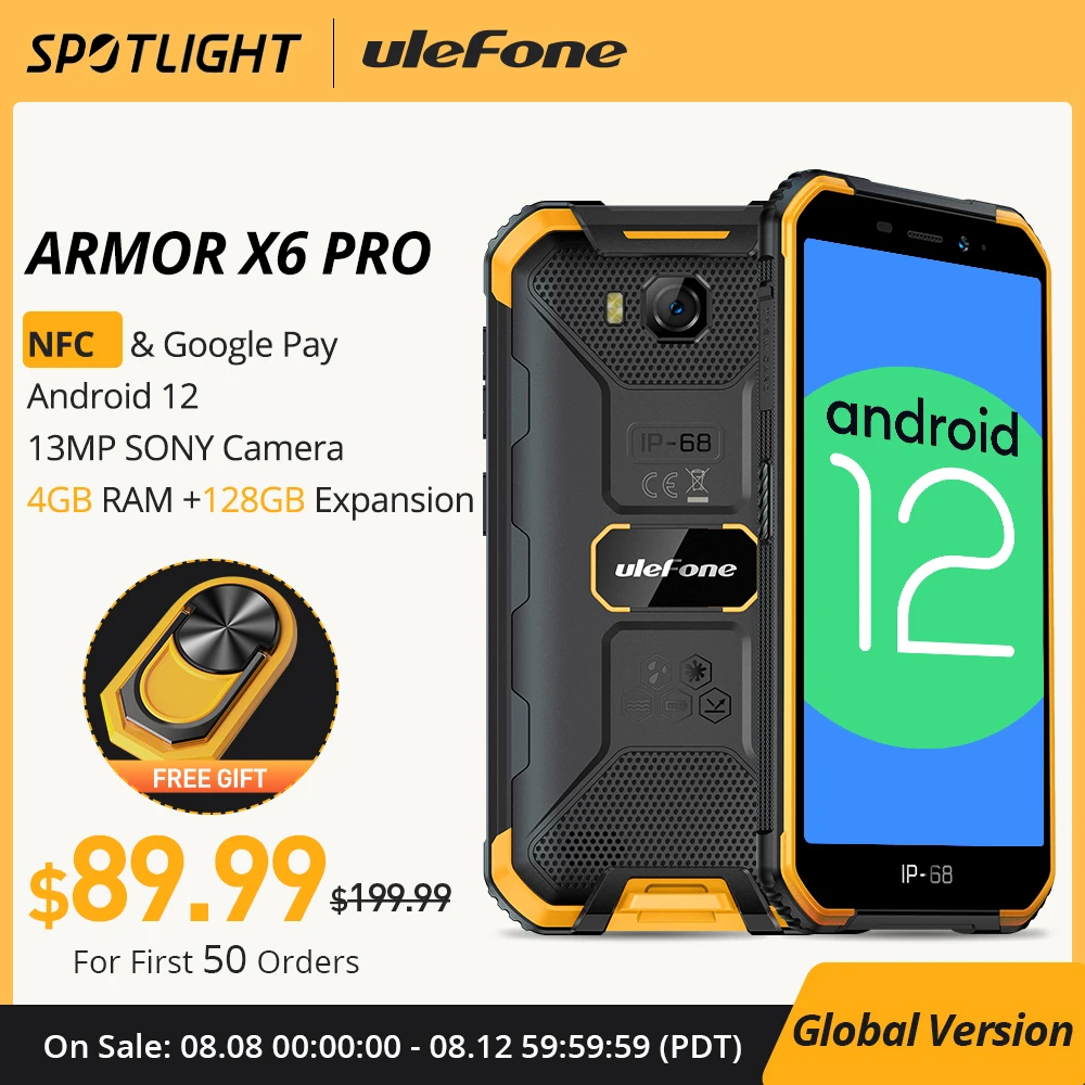 World Premiere  Ulefone Armor X6 Pro Rugged Waterproof Smartphone Android 12 NFC Mobile Phone 4GB RAM  4000mAh Cell Phone Global