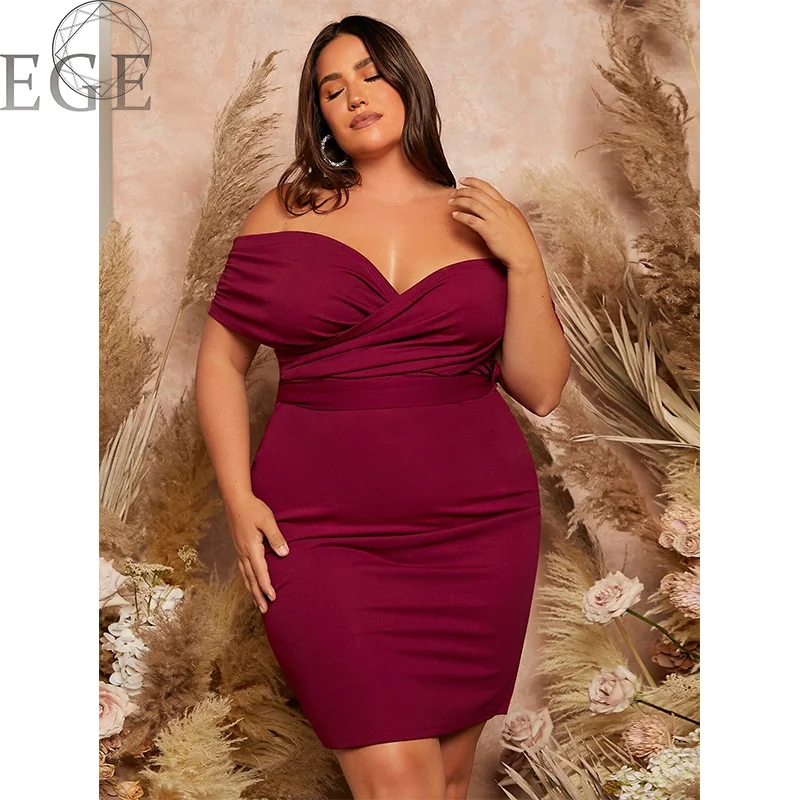 Plus Size Slim Fit Sexy Off Shoulder Black Nightclub Club Evening Dress Plus Size Mini Sleeveless Sheath Dress