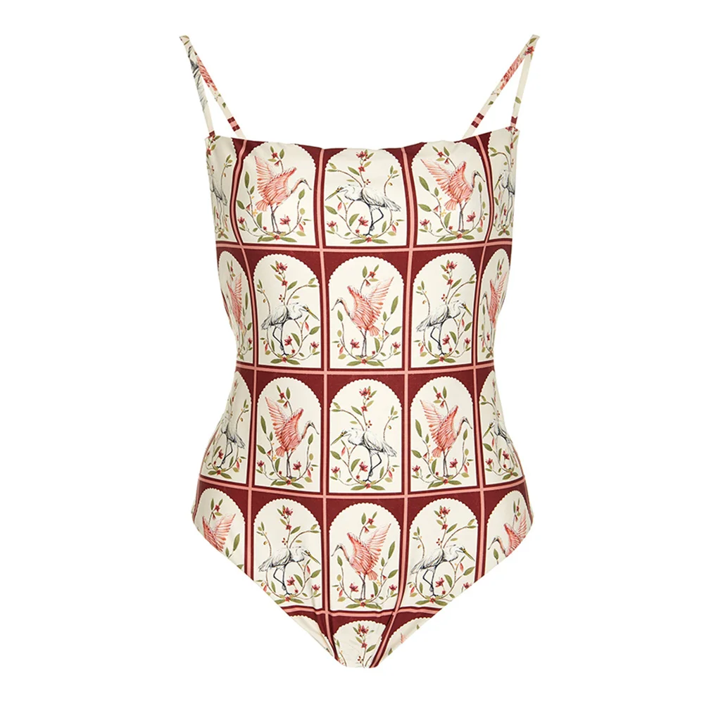 

Fashion Printed Biki One-piece Swimsuits and Cover Ups Sexy String Bikinis Summer Holiday Beach Dress Backless Surf Wear