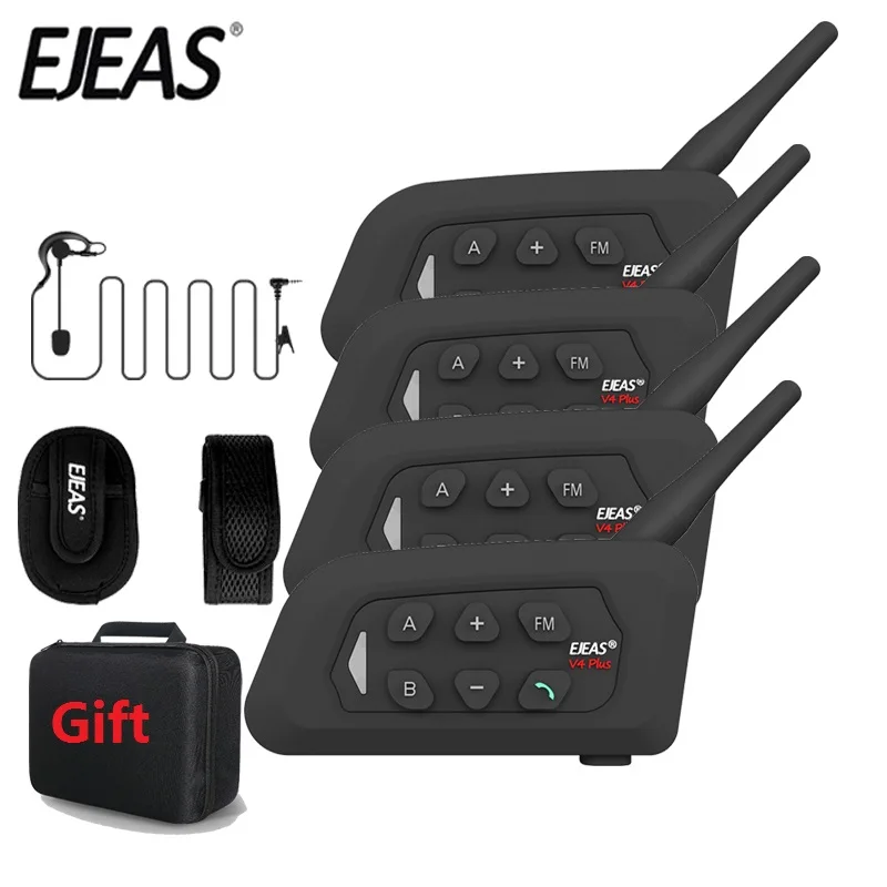 EJEAS V4C Plus Football Referee Intercom Headset 1-4pcs 1500M Bluetooth Full Duplex Communication Soccer Handball Hockey+Gift
