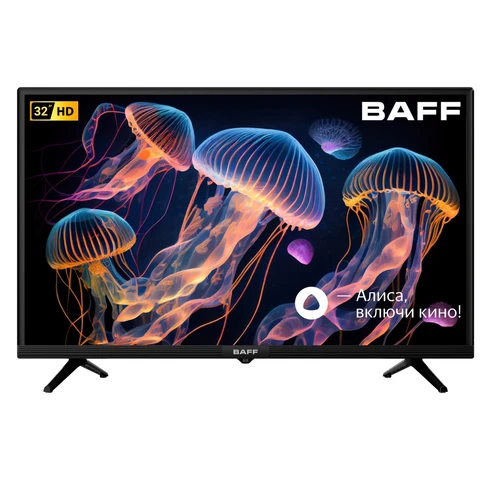 Телевизор BAFF 32Y HD-R, 32 дюйма, HD, Smart TV, Yandex, голосовое управление Алиса, черный