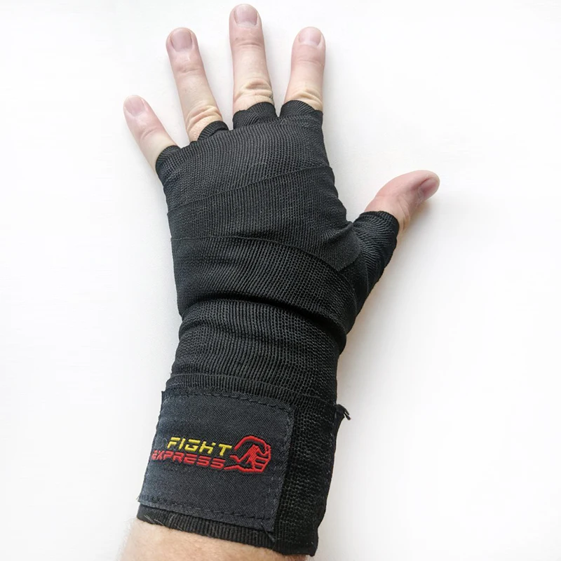 Боксерские бинты 4 5 метра FIGHT EXPRESS эластичные черные для защиты рук и костяшек