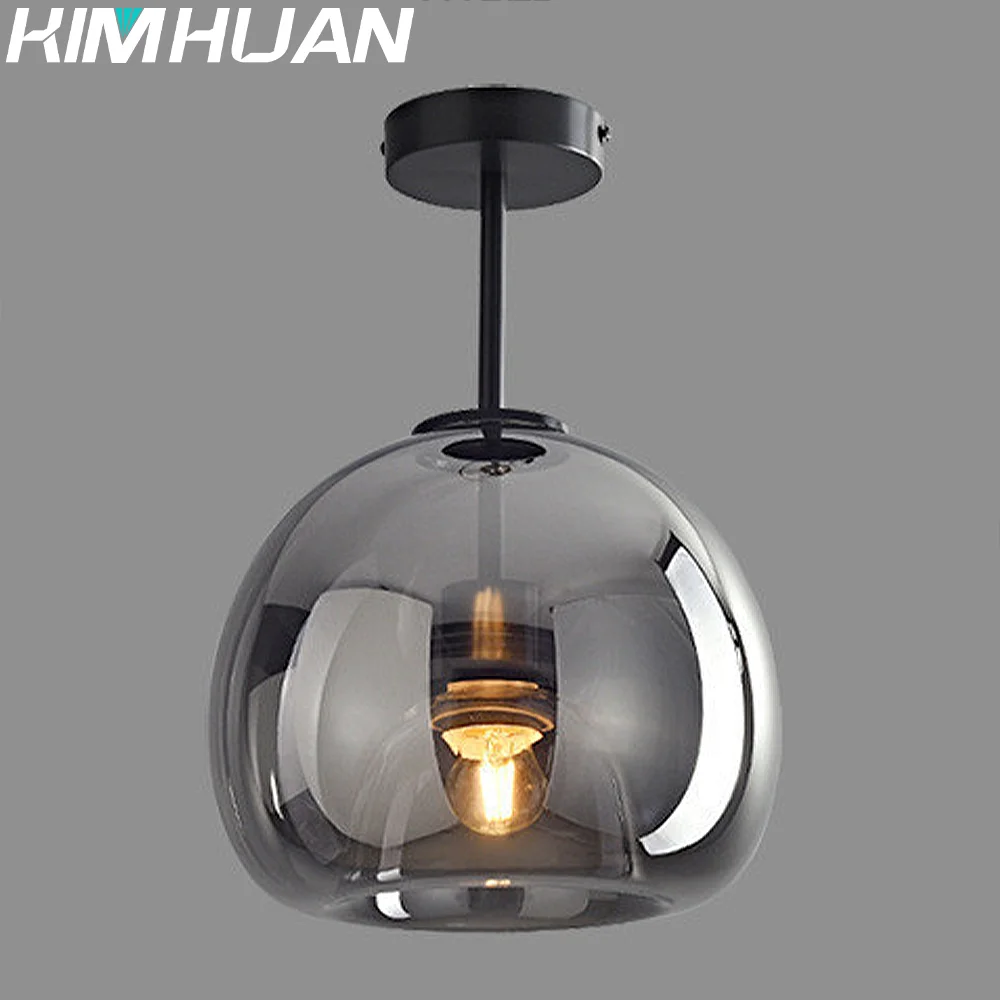 Современный потолочный светильник в скандинавском стиле из коньячного стекла