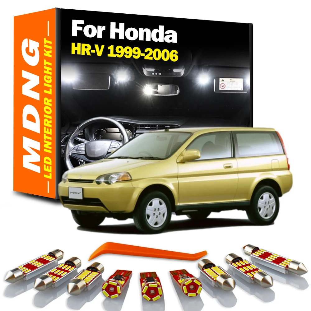 

MDNG 10Pcs LED Interior Dome Map Light Kit For Honda HR-V HRV 1999-2000 2001 2002 2003 2004 2005 2006 Canbus No Error Car Bulbs