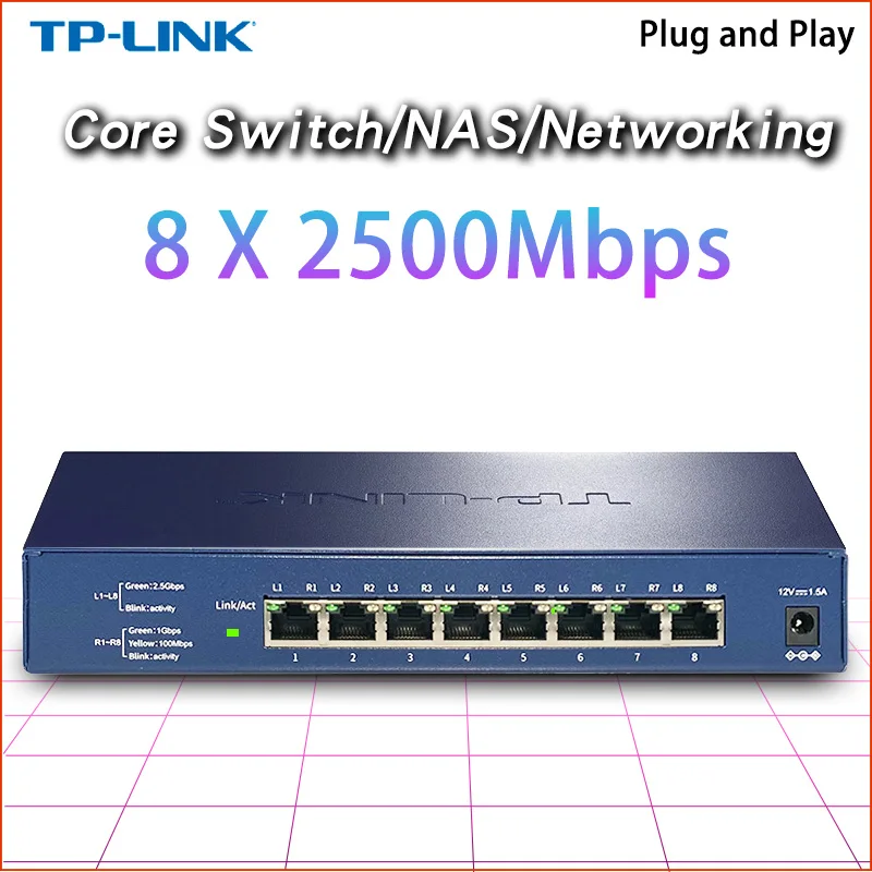 Tp-link TL-SH1008 Network Switch 2.5g Ethernet 8-port 2500mbps RJ45 Internet Hub Lan Ethernet NAS Networking Diverter Splitter
