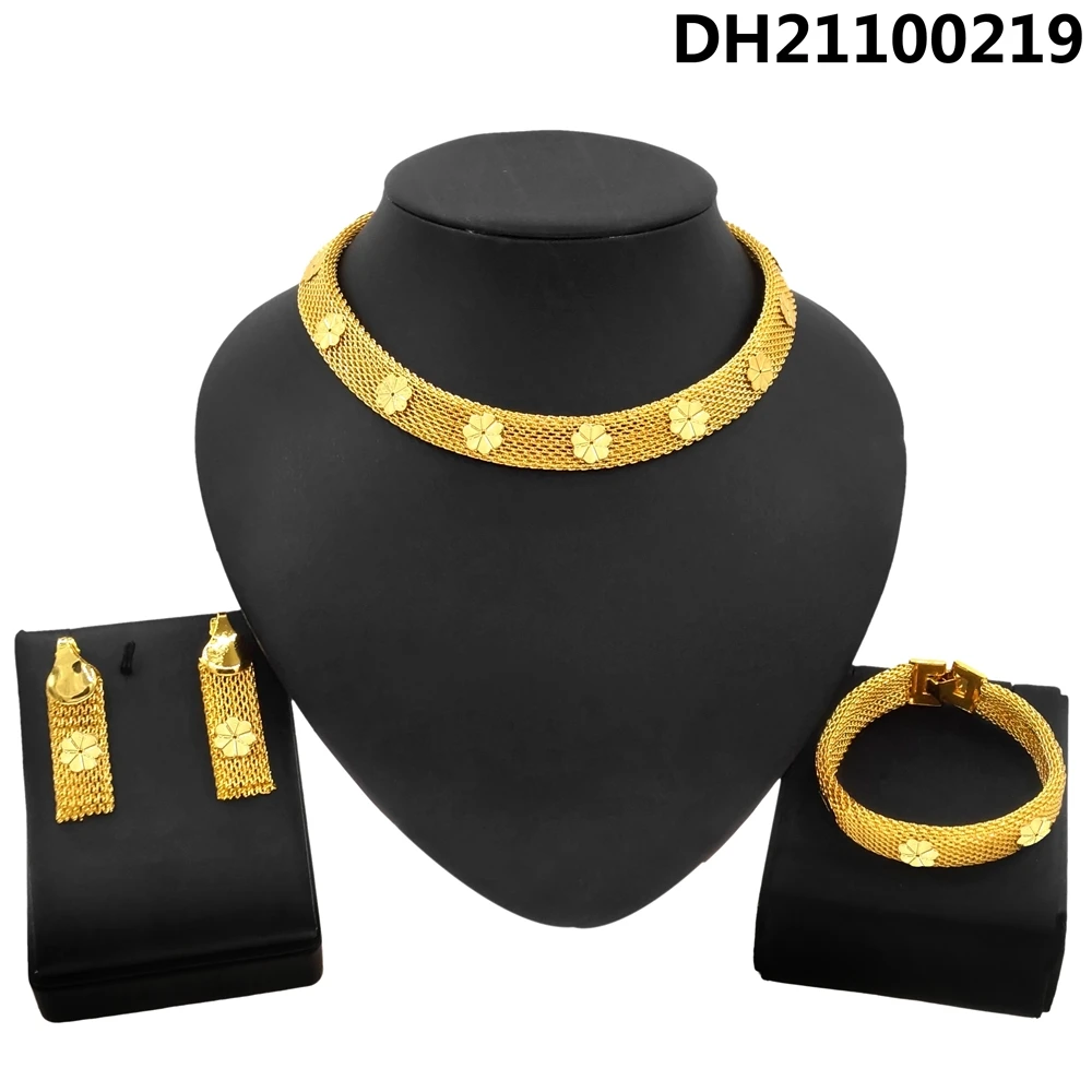 

Yulaili Hot Sale Women Cute Style Necklace Jewelry Set New Designed Beautiful Noble Gold Plated Jewelry Sets Free Shipping