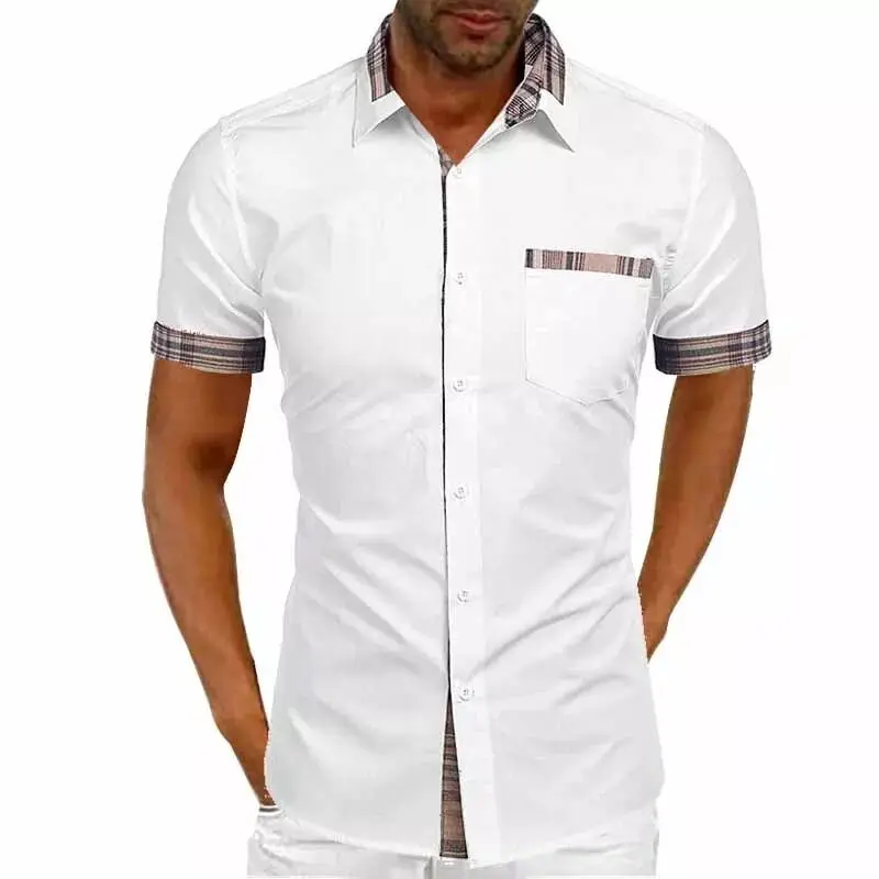 

2022 shirt HD pattern black and white plaid lion stripe fashion wild casual lapel shirt summer new