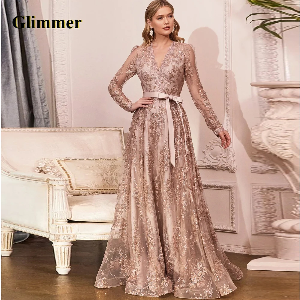 

Glimmer Geogeous Evening Dresses V-Neck Formal Prom Gowns Dropping Shipping Vestidos De Fiesta Abendkleider Robe Ball Stretch