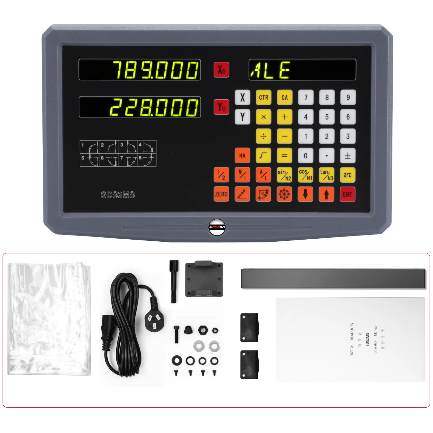 

2-осевой набор Dro, светодиодный цифровой считыватель с 2 шт. линейной стеклянной шкалой, оптический энкодер, линейка, набор цифровых дисплеев для считывания