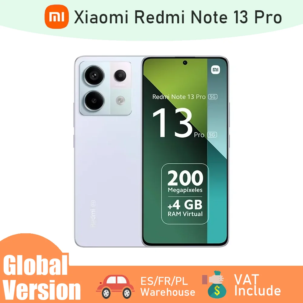 Version global Xiaomi Redmi Note 13 Pro 5G version nfc snapdragon 7s gen 2bildschirm 1,5K 120Hz Camara 200 MP Akku5100