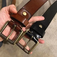 mens belt super thick genuine full grain leather luxury brass roller buckle heavy duty work belt casual jeans belt vintage 38mm