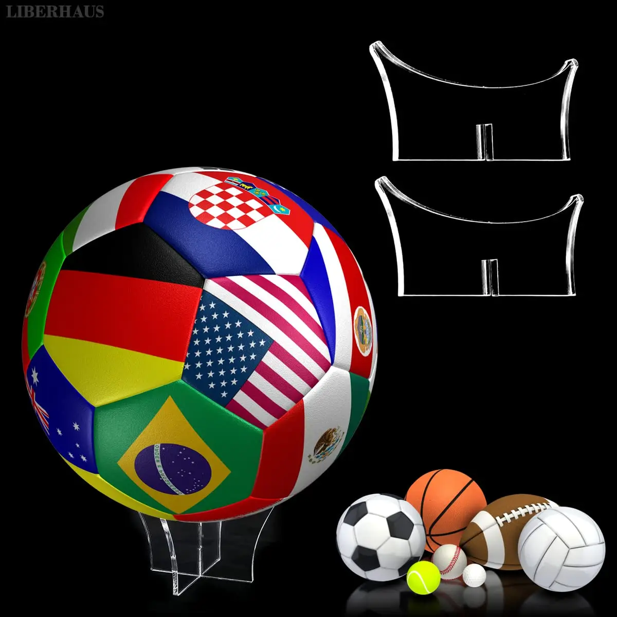 

1pc Heavy Duty Acrylic Ball Stand Portable Display Accessories for Basketball Football Rugby Bowling Display Holder