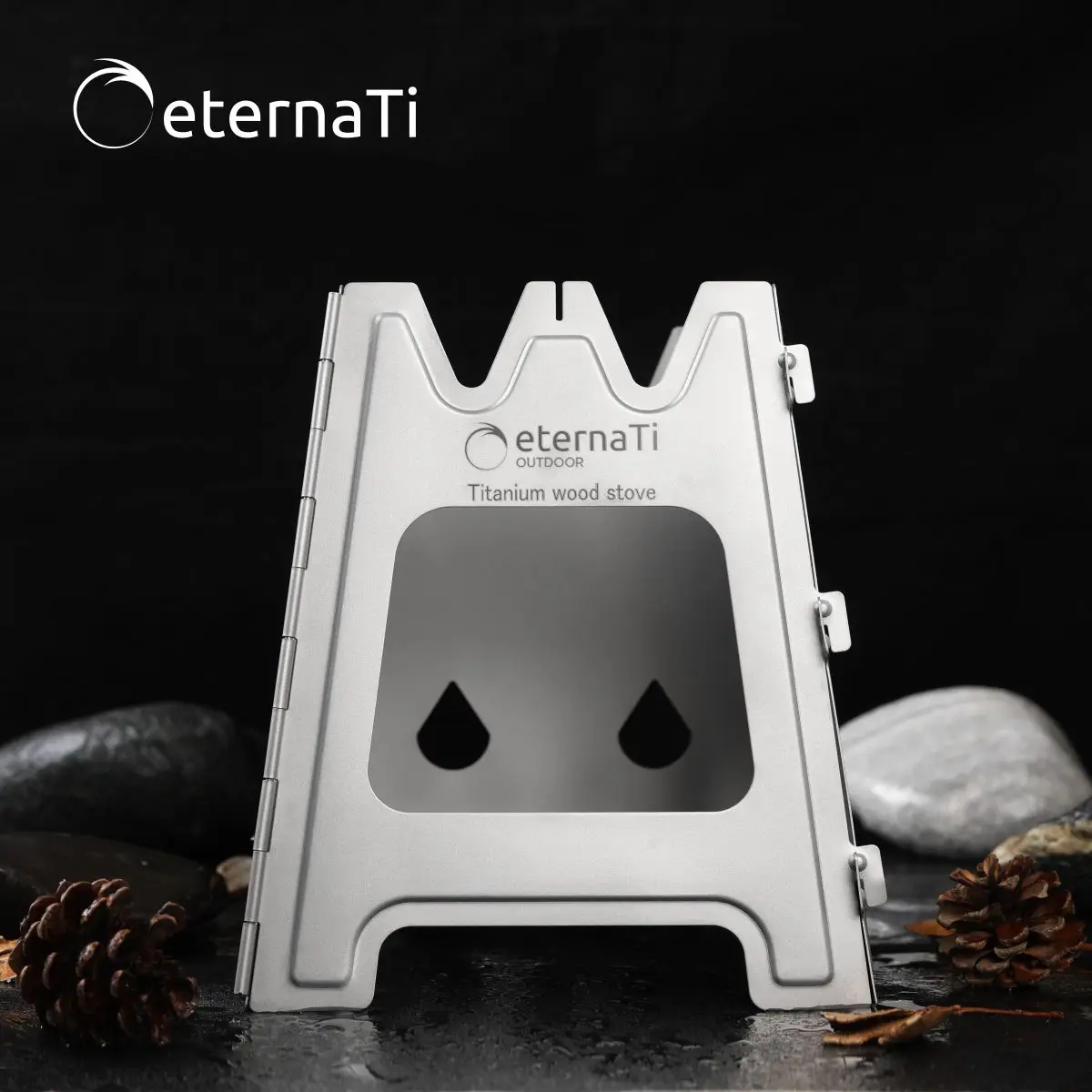 Titanium Wood Stove Camping Foldable Backpacking Stove Multi Survival Stove With Pot Bracket for Camping Hiking Backpacking