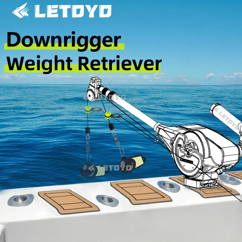 Фото LETOYO 3025 Downrigger Weight Retriever 86 дюймов Зажим для шнура Fairlead Шип для троллинговой рыбалки Морская лодка Рыбалка Глубоководная рыбалка №1