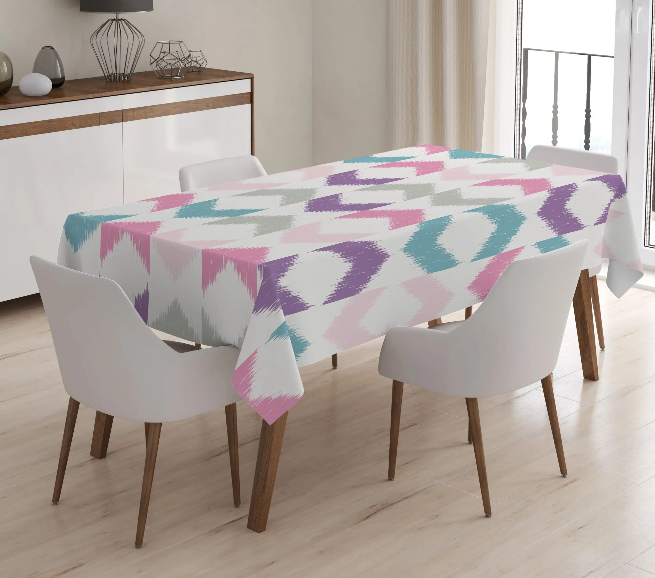 

Modern Patterned Digital Printed Stain Resistant Table Cloth,3D Digital Printing, Laser Cut With Oriental Pattern