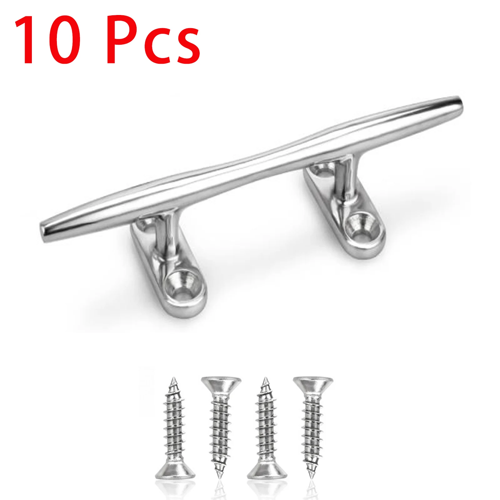 Boat Dock Cleat 6 inch Boat Cleat Open Base, Marine Heavy Duty 316 Stainless Steel with 40 Pcs Screws(10 Packs)