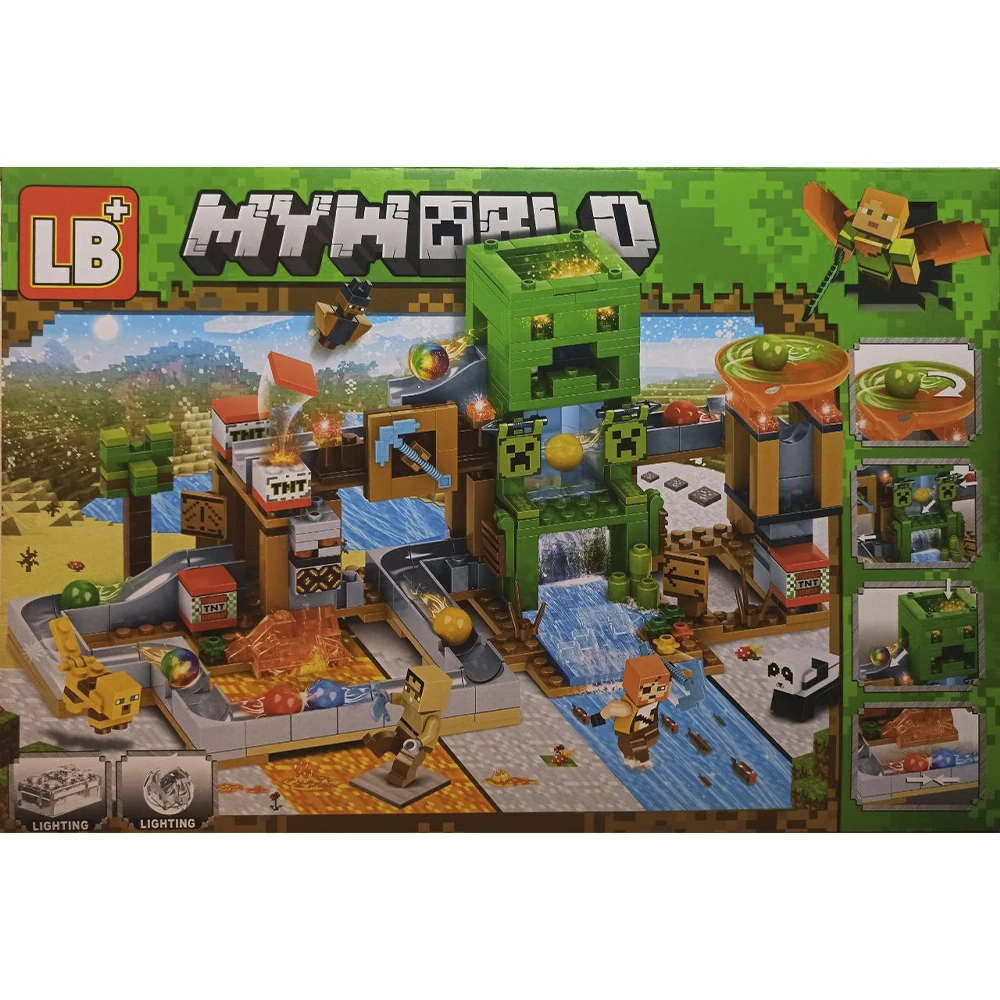 Конструктор MINECRAFT Шахта Крипера LB+ MY WORLD №LB313 451 деталь со светодиодной подсветкой