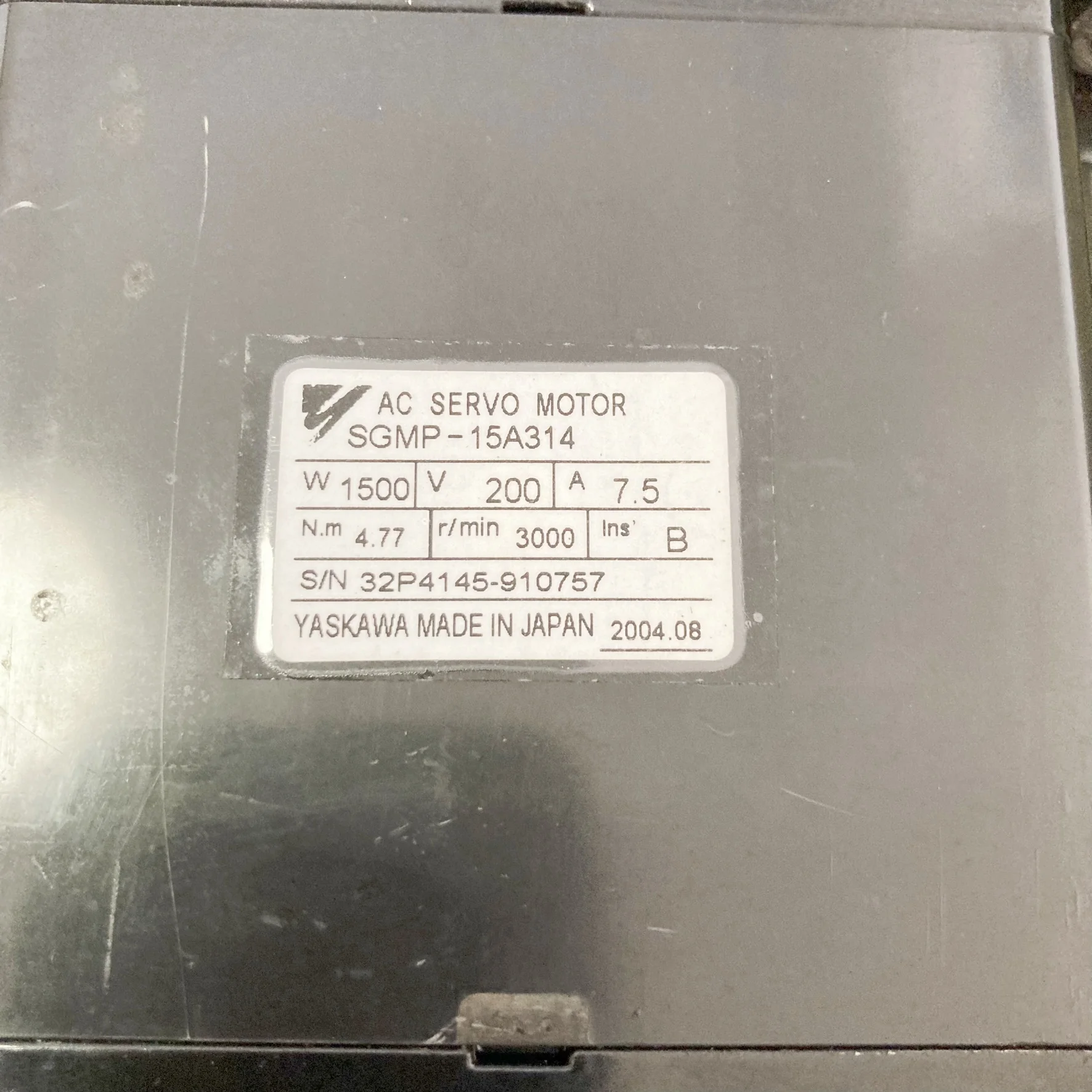 Протестированный рабочий серводвигатель переменного тока SGMP-15V314 / SGMP-15A314