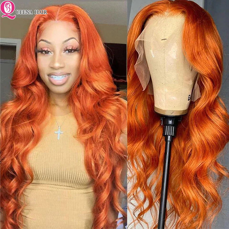 Orange Ginger Lace Front Wig Human Hair 13x4 Body Wave Lace Front Wig For Women Pre Plucked Colored Brazilian Human Hair Wigs