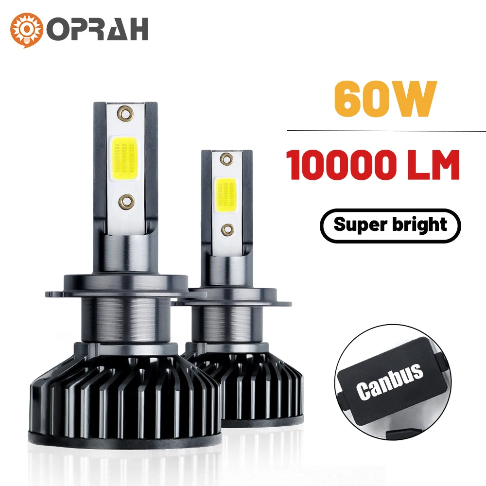 

OPRAH 2PCS Car Headlight Blubs 60W 10000LM LED H1 H3 H4 H7 H11 LED 9005/9006 CANBUS 6000K High Brighter Auto Fog Light 12V White