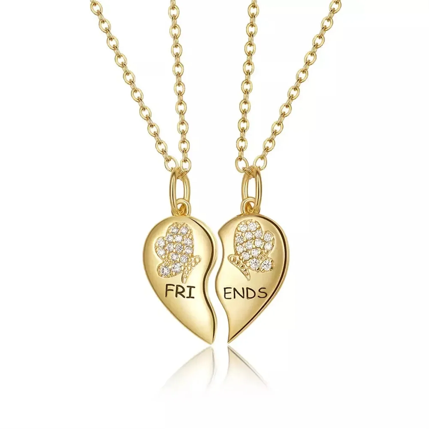 

Personalized BFF Heart Necklace Custom Couple Chains Pendant Family Nameplate Engraved Name Jewelry Valentine's Day Gift ForGirl