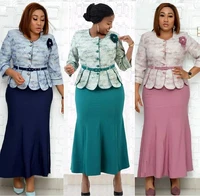 6xl hotsale african style plus size office ladies coat and skirt two pieces suit wholesale china