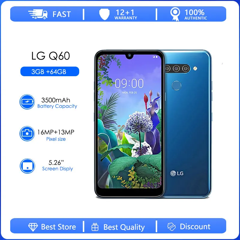 LG-teléfono inteligente X6 Q60 renovado, Original, desbloqueado, 6,26 pulgadas, 16 M, 16GB, 3GB de RAM, 3500mAh, barato, envío gratis