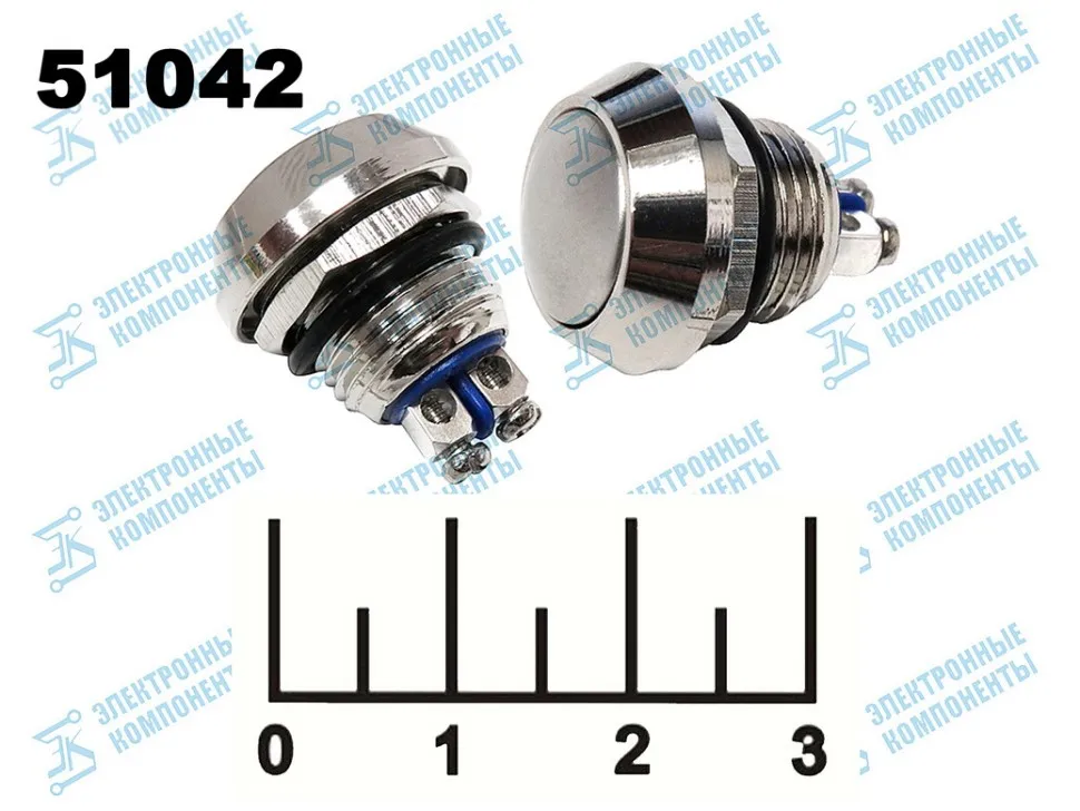 Кнопка PBS-R/R без фиксации антивандальная металл 2 контакта под винт 28B (12мм) (MPBS-R/R)