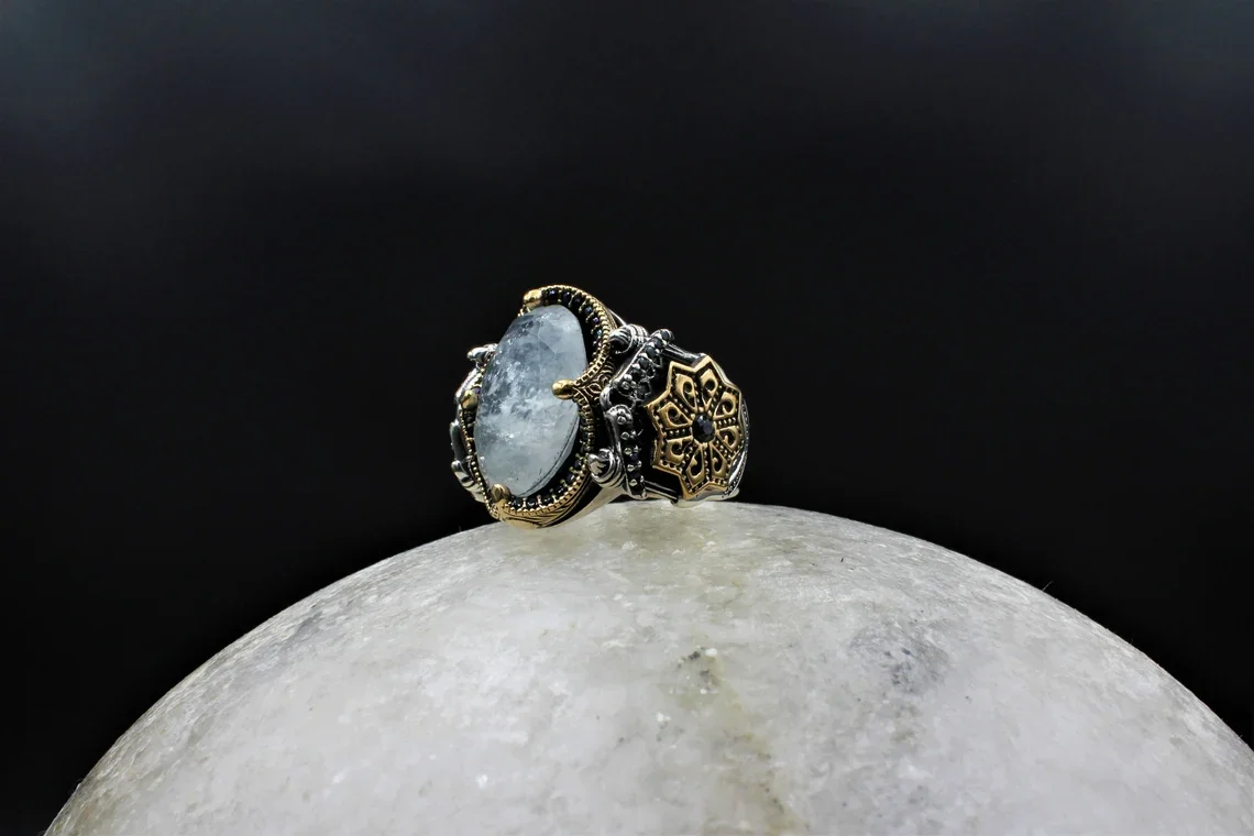 

Кольцо из серебра 925 пробы с турмалином и цветком султана