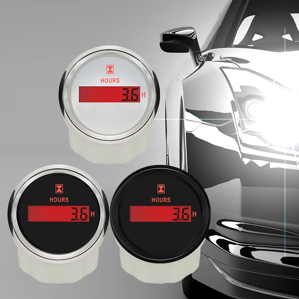 

RHAXEL 52mm Hour Meter Gauge with Red Backlight 9-32V for Car Trucks Boat