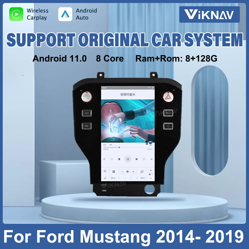 

Автомагнитола для Ford Mustang 2014-2019, мультимедийный проигрыватель Qualcomm Android 11, GPS-навигация, 128 ГГц, автомобильное стерео, сенсорный экран QLED